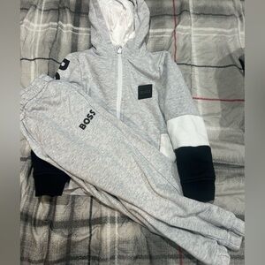 Boss Kids Gray and Black Matching Jogger Set